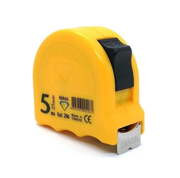 DEKOR 5mt Profesyonel Kaliteli Çelik Şerit Metre 25mm (5 Metrelik Şerit Metre) ürün görseli 1