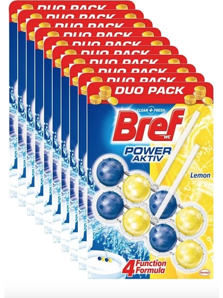 Bref Power Aktiv Duopack Katı Klozet Bloğu Limon Kokulu 10 Adet 2'li Paket ürün görseli 1