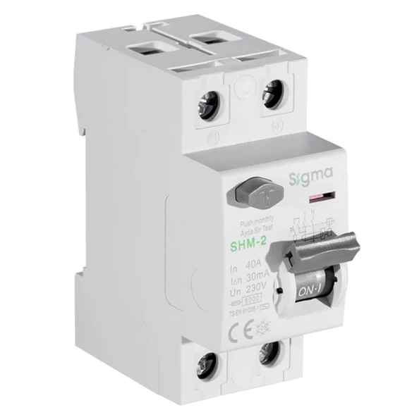 SİGMA 2x40A 30mA 6kA AC Tip Monofaze Kaçak Akım Koruma Rolesi ürün görseli 1