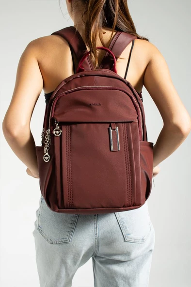 Saten Kumaş Kadın Sırt Çantası 38*28 Cm Yağmur İtici Kumaş Mega Bag Günlük Kullanıma Uygun ürün görseli 1