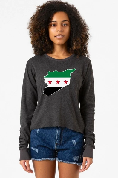 Suriye Yeni Bayrak Füme Ekstra Uzunkol Sweatshirt ürün görseli 1