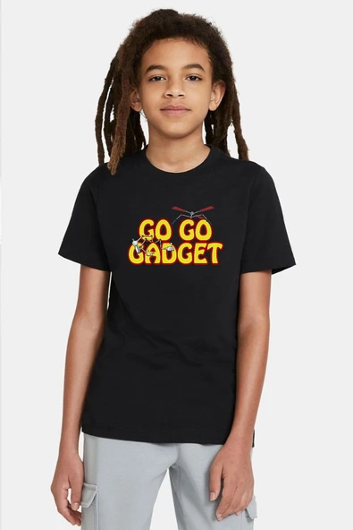 Inspector Gadget Go Go Gadget Siyah Çocuk Tshirt ürün görseli 1