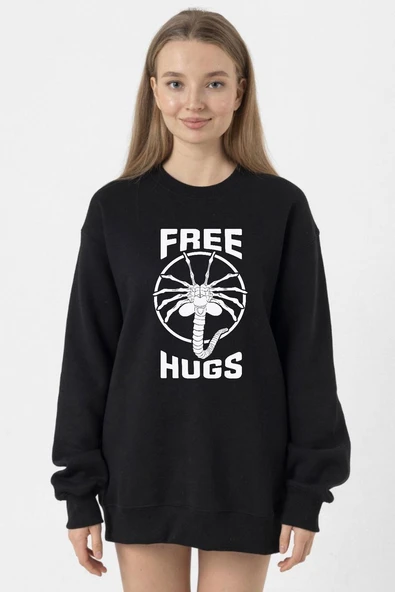 Free Facehugger Hugs Siyah Kadın 2ip Sweatshirt ürün görseli 1