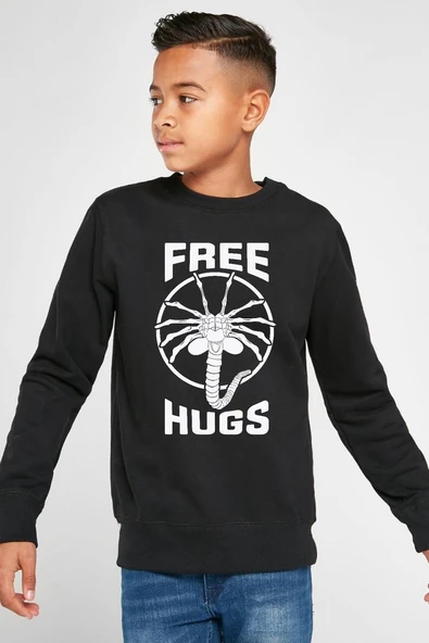 Free Facehugger Hugs Siyah Çocuk 2ip Sweatshirt ürün görseli 1