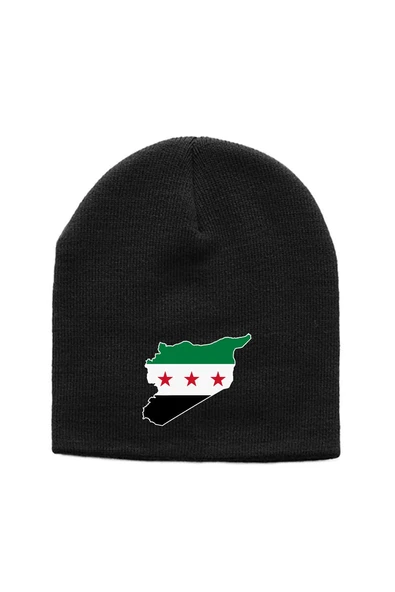 Suriye Yeni Bayrak Siyah Örme Bere ürün görseli 1