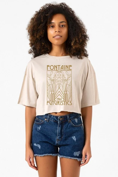 Bioshock Fontaine Futuristics Bej Kadın Crop Tshirt ürün görseli 1