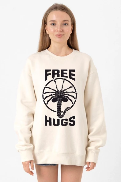 Free Facehugger Hugs Ekru Kadın 2ip Sweatshirt ürün görseli 1