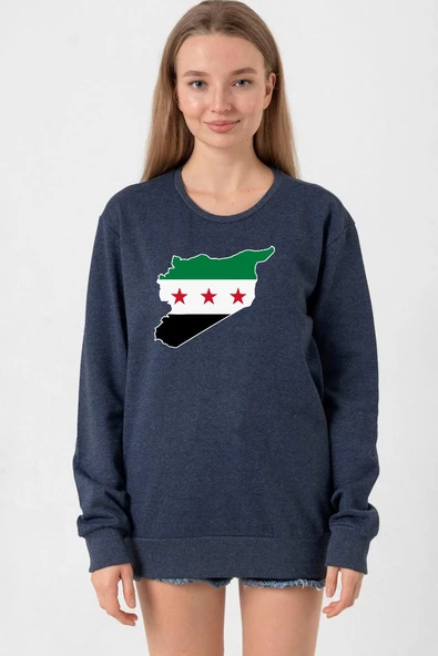 Suriye Yeni Bayrak İndigo Kadın 2ip Sweatshirt ürün görseli 1