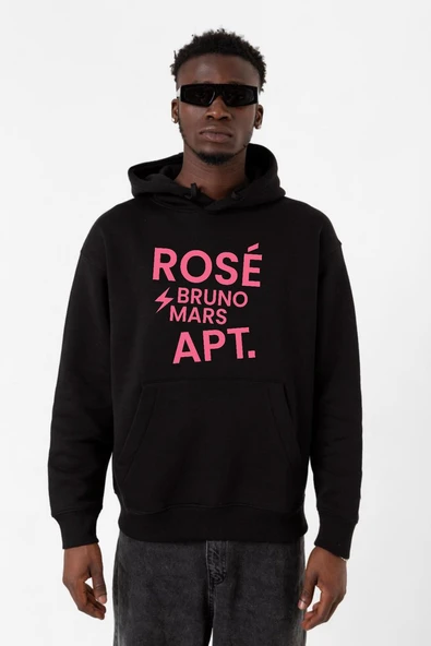 BLACKPINK ROSE BRUNO MARS APT Siyah Erkek 3ip Kapşonlu Sweatshirt ürün görseli 1