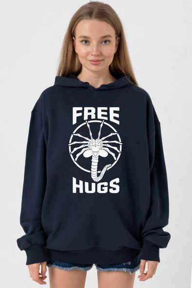 Free Facehugger Hugs Lacivert Kadın 3ip Kapşonlu ürün görseli 1