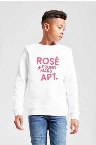 BLACKPINK ROSE BRUNO MARS APT Beyaz Çocuk 2ip Sweatshirt ürün görseli 1