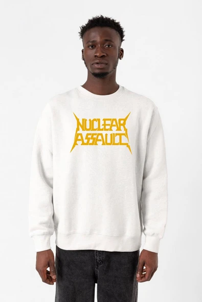 Nuclear Assault Lettern Beyaz Erkek 2ip Sweatshirt ürün görseli 1