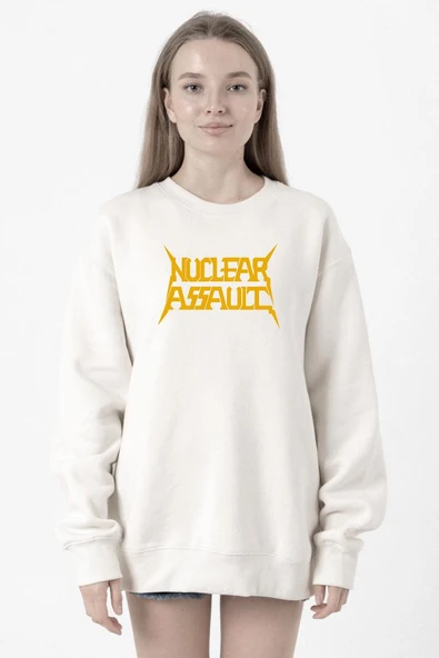 Nuclear Assault Lettern Beyaz Kadın 2ip Sweatshirt ürün görseli 1