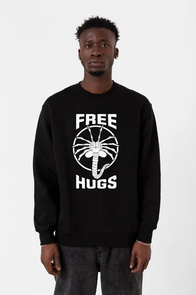 Free Facehugger Hugs Siyah Erkek 2ip Sweatshirt ürün görseli 1