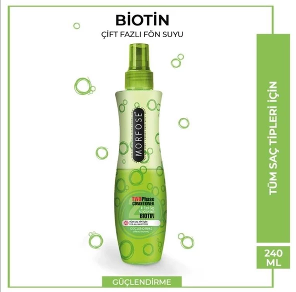 Morfose Sıvı Saç Kremi Biotin Fön Suyu 240 Ml Yeşil ürün görseli 1