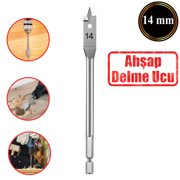 Matkap Ucu Ahşap Delme Ucu Tahta Sunta Plastik Alçıpan Delme Ucu Bits Yaprak Uç 14 mm ürün görseli 1