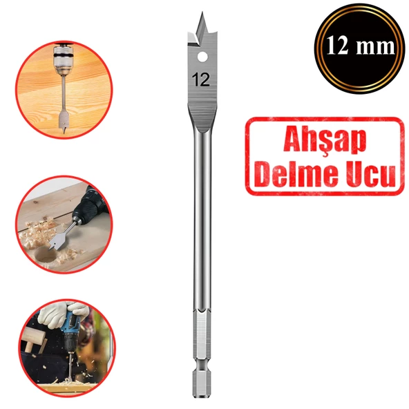 Matkap Ucu Ahşap Delme Ucu Tahta Sunta Plastik Alçıpan Delme Ucu Bits Yaprak Uç 12 mm ürün görseli 1