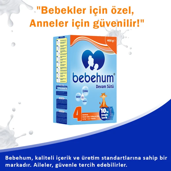 Bebehum 4 Numara Devam Sütü 12 Ay+ 400 gr - Resim 3