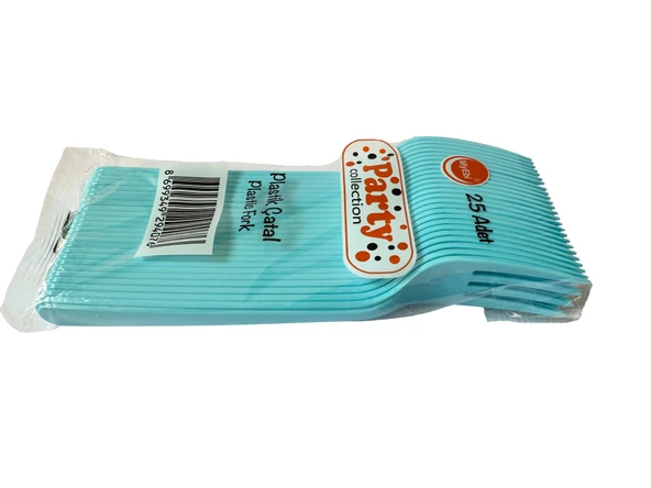 Plastik Turkuaz Renkli Lüx Parti Doğum Günü Çatal - 18 Cm. - 25 Adetlik Paket ürün görseli 1