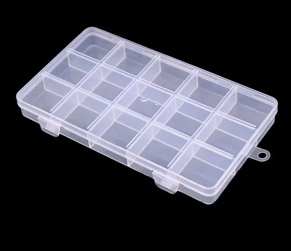 Organizer Malzeme Kutusu 15 Bölmeli Şeffaf PBB040-28 (#36) Setbox 155x95x18mm ürün görseli 1