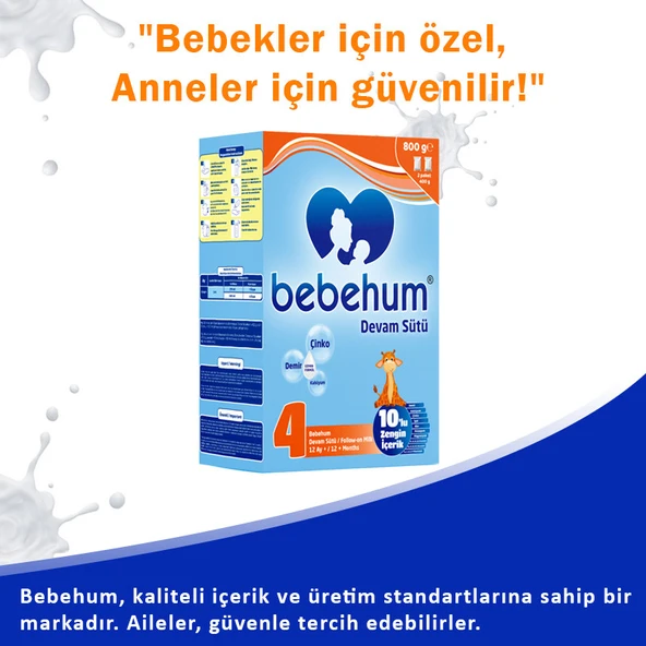 Bebehum 4 Numara Devam Sütü 12 Ay+ 800 gr x 8 Adet - Resim 3