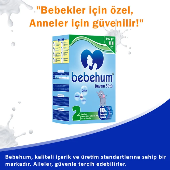 Bebehum 2 Numara Devam Sütü 6-9 Ay 800 gr x 8 Adet - Resim 3