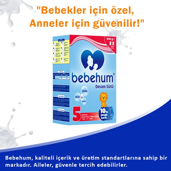 Bebehum 5 Numara Devam Sütü 2 Yaş+ 800 gr - Resim 2