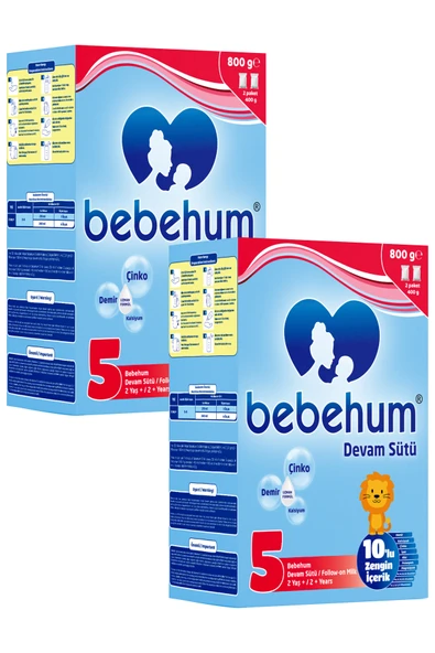 Bebehum 5 Numara Devam Sütü 2 Yaş+ 800 gr x 2 Adet ürün görseli 1