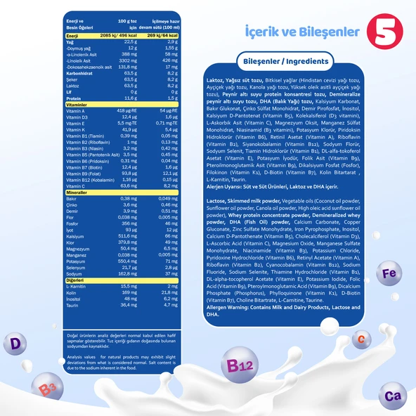 Bebehum 5 Numara Devam Sütü 2 Yaş+ 800 gr x 2 Adet - Resim 6