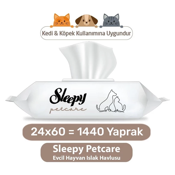 Sleepy Petcare Evcil Hayvan Islak Havlusu 24X60 1440 Yaprak ürün görseli 1