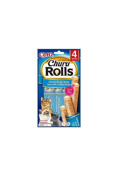 Ciao Sticks  Tavuk Sargılı Ton Balıklı ve Deniz Taraklı Kedi Ödül Maması 4 X 10 gr ürün görseli 1