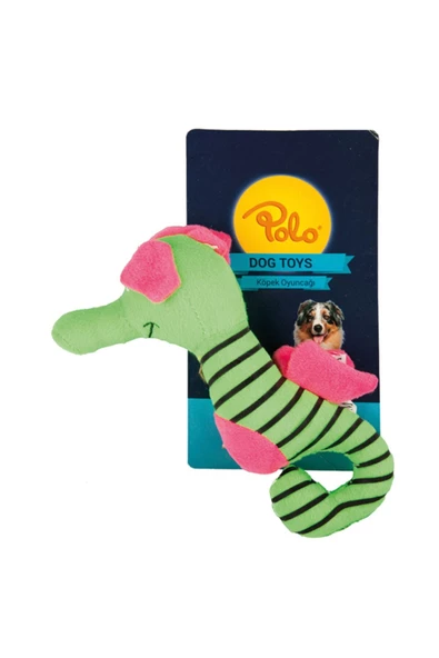 Polo Peluş Çizgili Denizatı Yeşil Mavi Köpek Oyuncağı 18 cm ürün görseli 1