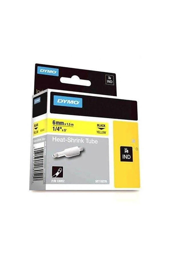 Dymo Rhinopro Isıyla Küçülen Şerit 6 mm x 1,5 metre Sarı/Siyah 18052 ürün görseli 1