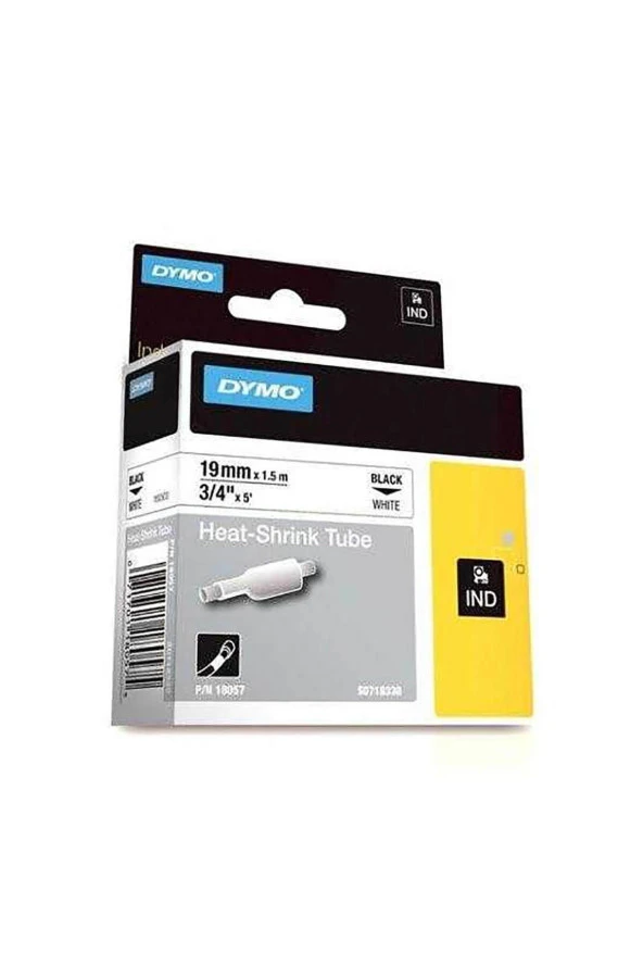 Dymo Rhinopro Isıyla Küçülen Şerit 19 mm x 1,5 metre Beyaz/Siyah 18057 ürün görseli 1
