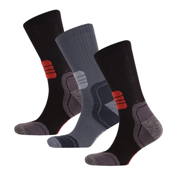 Thermoform Running Çorap Unisex 3'lü Paket Siyah-Antrasit ürün görseli 1