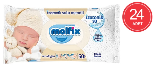 Molfix Yenidoğan Islak Pamuk Mendil 50'li 24 Paket 1200 Yaprak ürün görseli 1