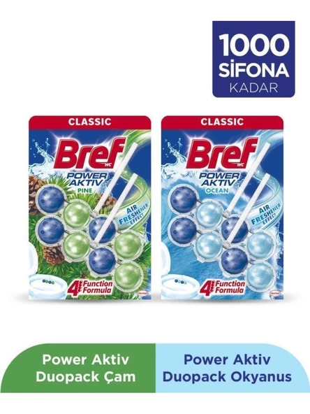 Bref Wc Power Aktiv Duopack Katı Tuvalet Bloğu 1 Çam 1 Okyanus, 2 x 2'li Paket ürün görseli 1