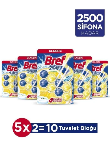 Bref Wc Power Aktiv Duopack Katı Tuvalet Bloğu Limon, 5 x 2'li Paket ürün görseli 1