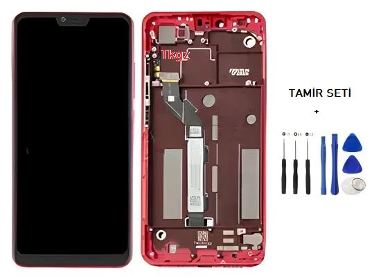 Tkgz - Xiaomi Mİ 8 LİTE Lcd Ekran Dokunmatik Kırmızı Full Çıtalı + Tamir Kiti ürün görseli 1
