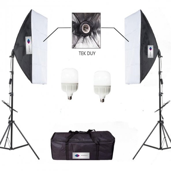 Deyatech softbox 50x70 sürekli video ışık tekduylu çiftli 6500 kl. led ışık ikili ışık set ürün görseli 1