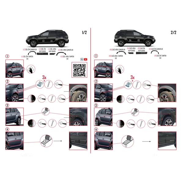 Dacia Duster Dodik Seti 12 Parça 2018 - 2023 Model - Resim 8