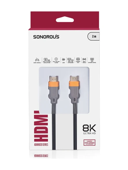 SONOROUS ADVANCED SERIES 8K 2 metre HDMI Kablo - Resim 3