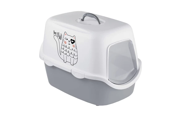 Stefanplast Cathy Griffe Gri/Beyaz Kedi Tuvaleti 56x40x40 cm ürün görseli 1