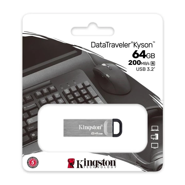 Kingston DTKN/64GB DataTraveler Kyson 64GB 200MB/s Metal USB 3.2 Gen 1 Flash Bellek ürün görseli 1
