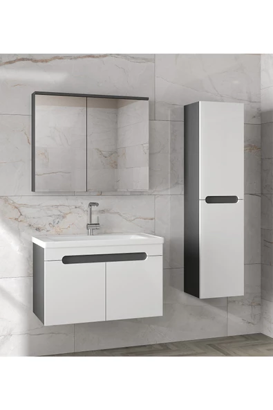 Alfa Banyo ARDİ (80+35) 115 cm MDF Boy Dolaplı Lavabolu Banyo Dolabı Seti--HAZIR KURULU-- ürün görseli 1