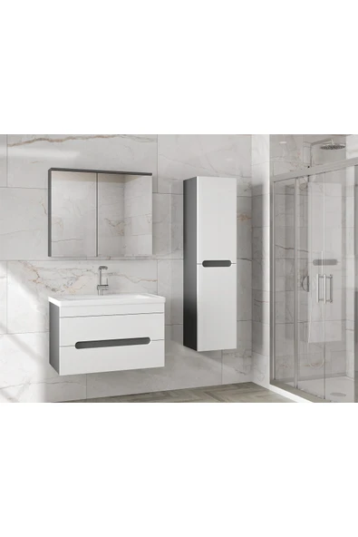 Alfa Banyo ALPİ (80+35) 115 cm MDF Boy Dolaplı Lavabolu Banyo Dolabı Seti--HAZIR KURULU-- ürün görseli 1