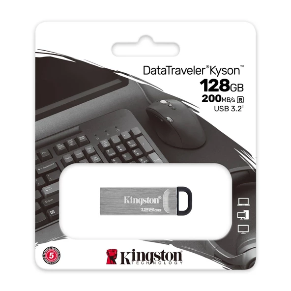 Kingston DTKN/128GB DataTraveler Kyson  128GB 200MB/s Metal USB3.2 Flash Bellek ürün görseli 1