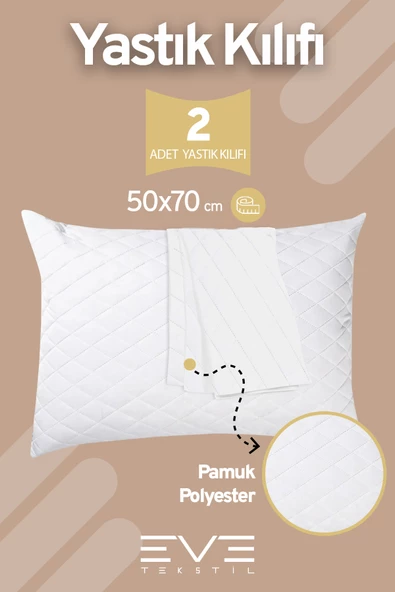 2 Adet Diamon Kapitone Antibakteriyel Fermuarlı Yıkanabilir Otel Lüks Yastık Kılıfı 50x70cm ürün görseli 1