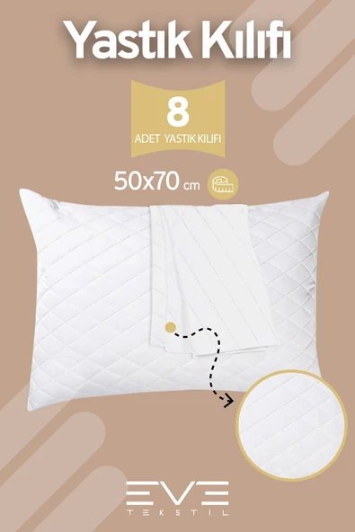 8 Adet Diamon Kapitone Antibakteriyel Fermuarlı Yıkanabilir Otel Lüks Yastık Kılıfı 50x70cm ürün görseli 1
