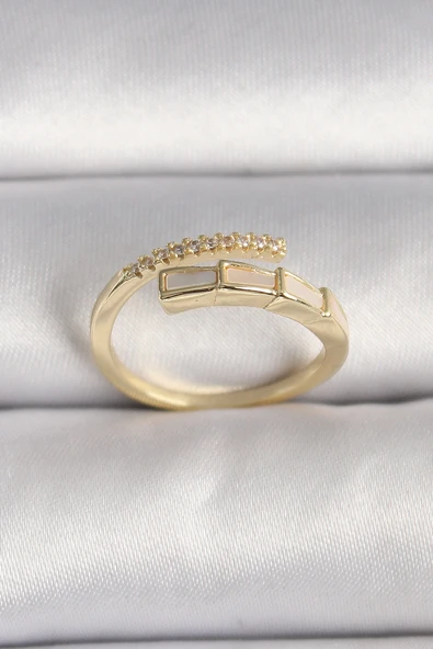 Pirinç Gold Renk Zirkon Taş Detaylı Yılan Model Ayarlanabilir Yüzük TJ-BYK3539 ürün görseli 1